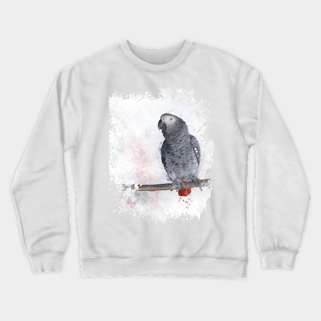 African Grey Watercolor Crewneck Sweatshirt by SSArt